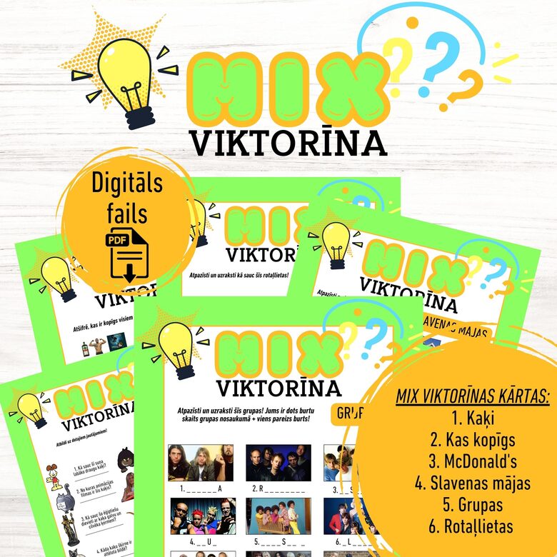 Spēle "MIX viktorīna", digitāls PDF fails